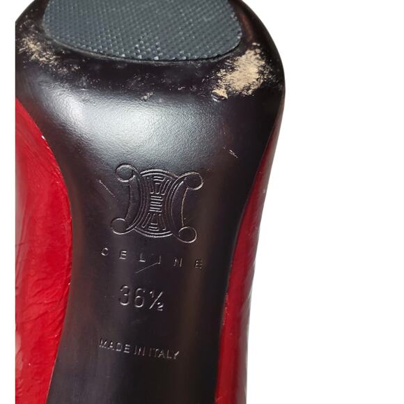 Celine Vampy Pumps Goth Pin-Up Red Patent Leather Black Carved Heel - 36.5 IT - Picture 5 of 11